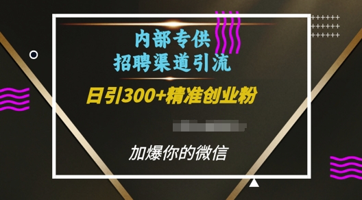 内部招聘渠道日引流300+创业粉，加爆你的微信【揭秘】-沐羽项目网