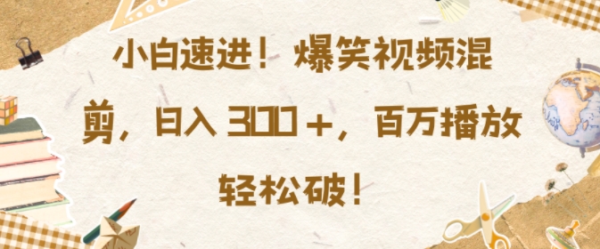 小白速进，爆笑视频混剪，日入3张，百万播放轻松破【揭秘】-沐羽项目网