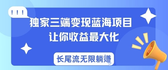 独家三端变现蓝海项目，让你收益最大化，长尾流无限躺挣-沐羽项目网