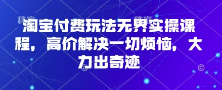 淘宝付费玩法无界实操课程，高价解决一切烦恼，大力出奇迹-沐羽项目网