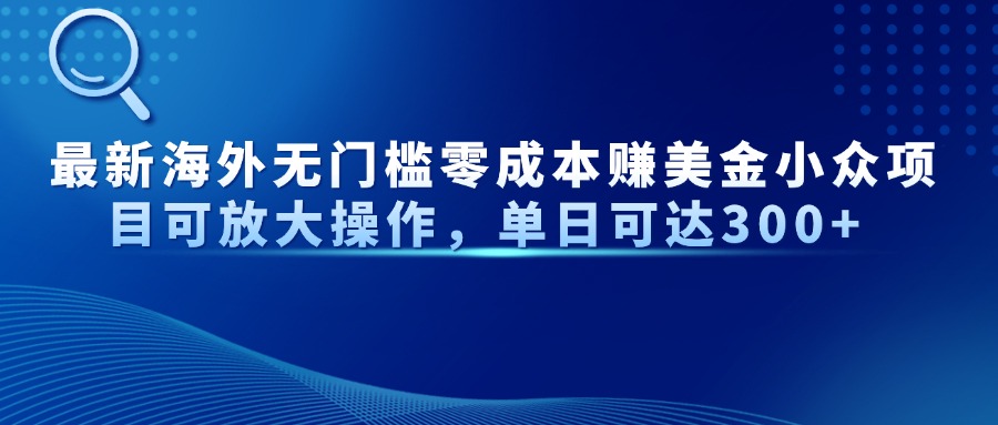 最新海外无门槛零成本赚美金小众项目可放大操作，单日可达300+-沐羽项目网