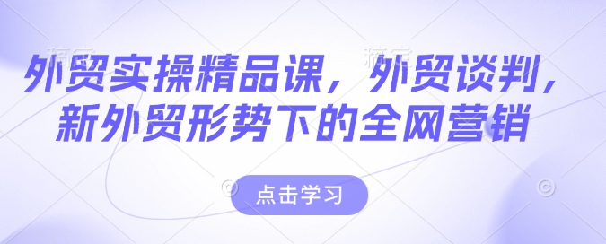 外贸实操精品课，外贸谈判，新外贸形势下的全网营销-沐羽项目网