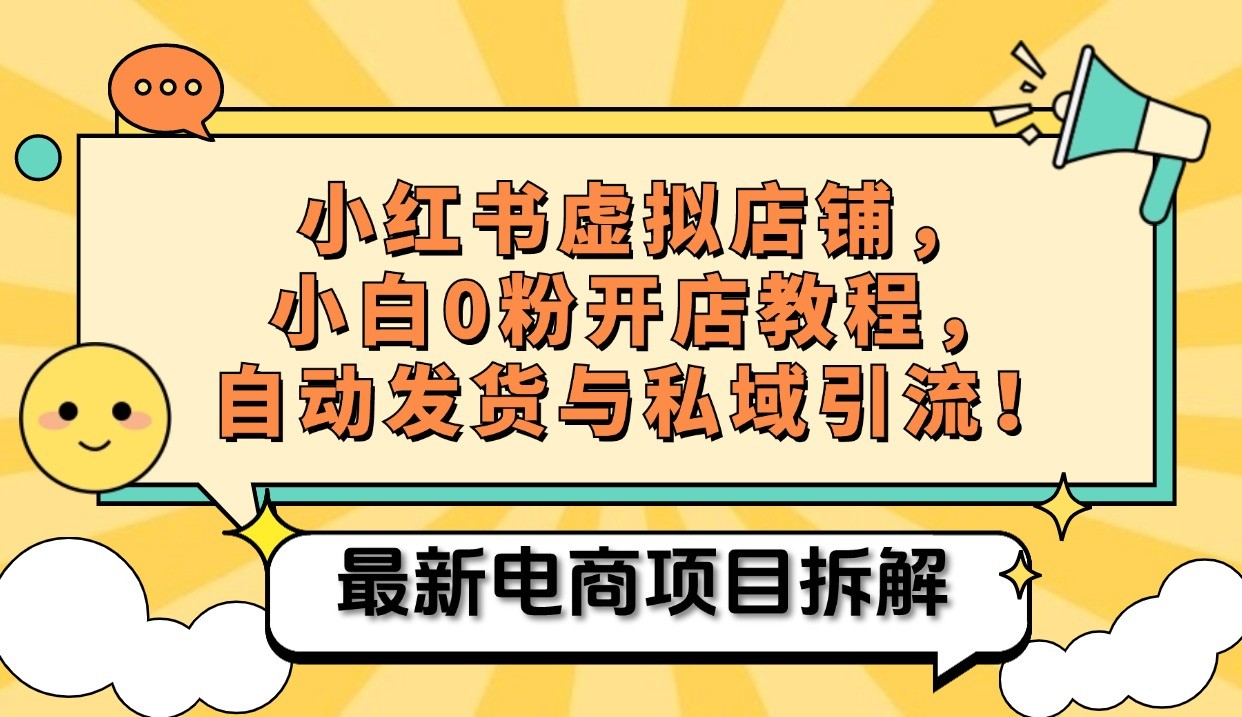 小红书电商，小白虚拟类目店铺教程，被动收益+私域引流-沐羽项目网