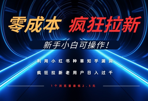 利用小红书种草知乎漏洞，零成本疯狂拉新日入数张，新手小白可操作-沐羽项目网