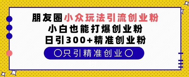 朋友圈小众玩法引流创业粉，小白也能打爆创业粉，日引300+精准创业粉【揭秘】-沐羽项目网