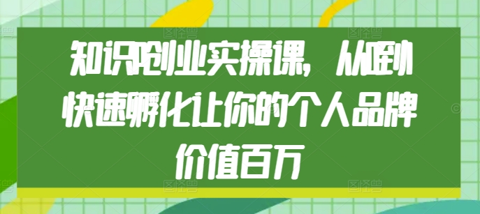 知识IP创业实操课，从0到1快速孵化让你的个人品牌价值百万-沐羽项目网