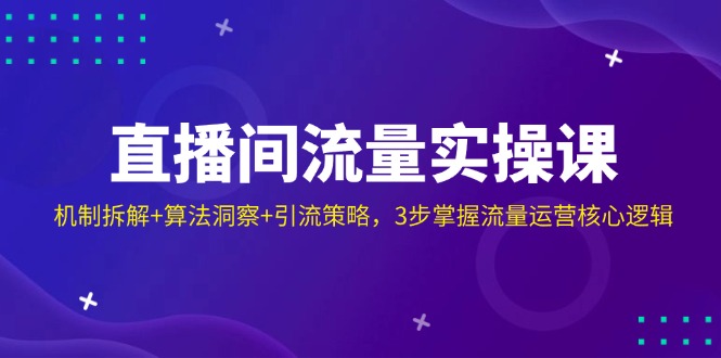 直播间流量实操课：机制拆解+算法洞察+引流策略，3步掌握流量运营核心逻辑-沐羽项目网