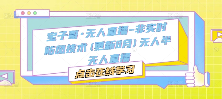 宝子哥·无人直播-非实时防风技术(更新25年5月)无人半无人直播-沐羽项目网