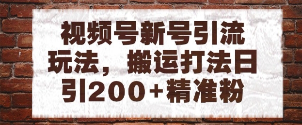 视频号新号引流玩法，搬运打法日引200+精准粉，可矩阵放大【揭秘】-沐羽项目网