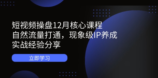 短视频操盘12月核心课程：自然流量打通，现象级IP养成，实战经验分享-沐羽项目网