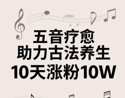 古法五音养生教程，五音疗愈的视频的制作方法，2-4小时就能学会，作者10天涨粉10W-沐羽项目网