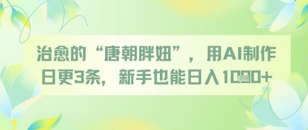 治愈的“唐朝胖妞”，用AI制作日更3条，新手也能日入多张-沐羽项目网