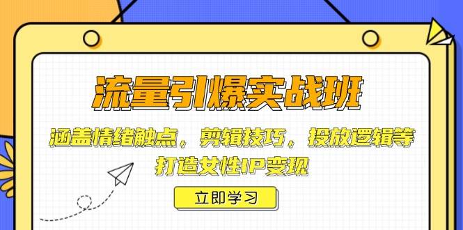 流量引爆实战班，涵盖情绪触点，剪辑技巧，投放逻辑等，打造女性IP变现-沐羽项目网