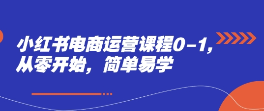 小红书电商运营课程0-1，从零开始，简单易学-沐羽项目网