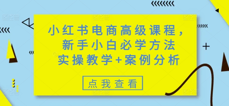 小红书电商高级课程，新手小白必学方法，实操教学+案例分析-沐羽项目网