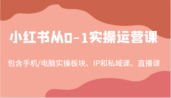 小红书从0-1实操运营课，包含手机/电脑实操板块、IP和私域课、直播课(97节)-沐羽项目网