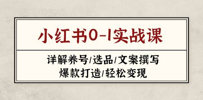 小红书0-1实战课(2023-2025)，详解养号/选品/文案撰写/爆款打造/轻松变现-沐羽项目网