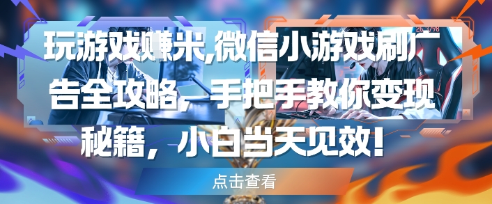 玩游戏挣米，微信小游戏刷广告全攻略，手把手教你变现秘籍，小白当天见效-沐羽项目网