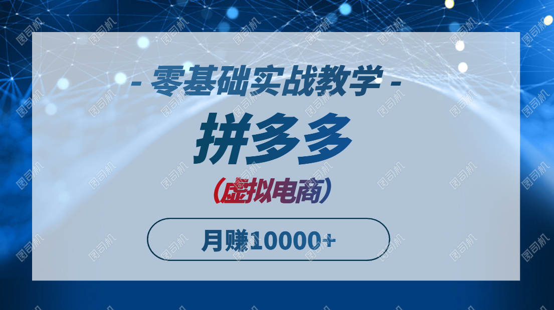 拼多多虚拟电商，零基础实战教学，快速打爆商品，新手也能月入10000+-沐羽项目网