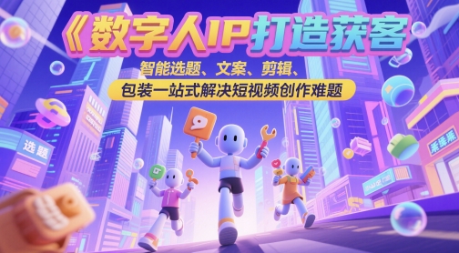 数字人IP打造获客变现实操课，智能选题、文案、剪辑、包装一站式解决短视频创作难题-沐羽项目网