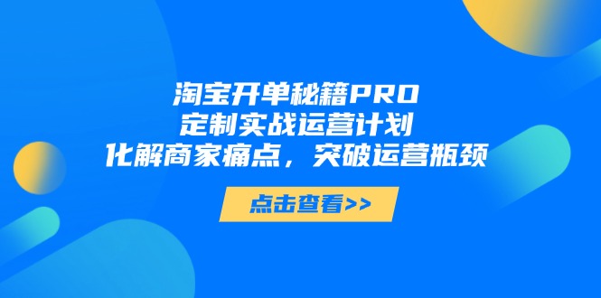 淘宝开单秘籍PRO，定制实战运营计划，化解商家痛点，突破运营瓶颈-沐羽项目网
