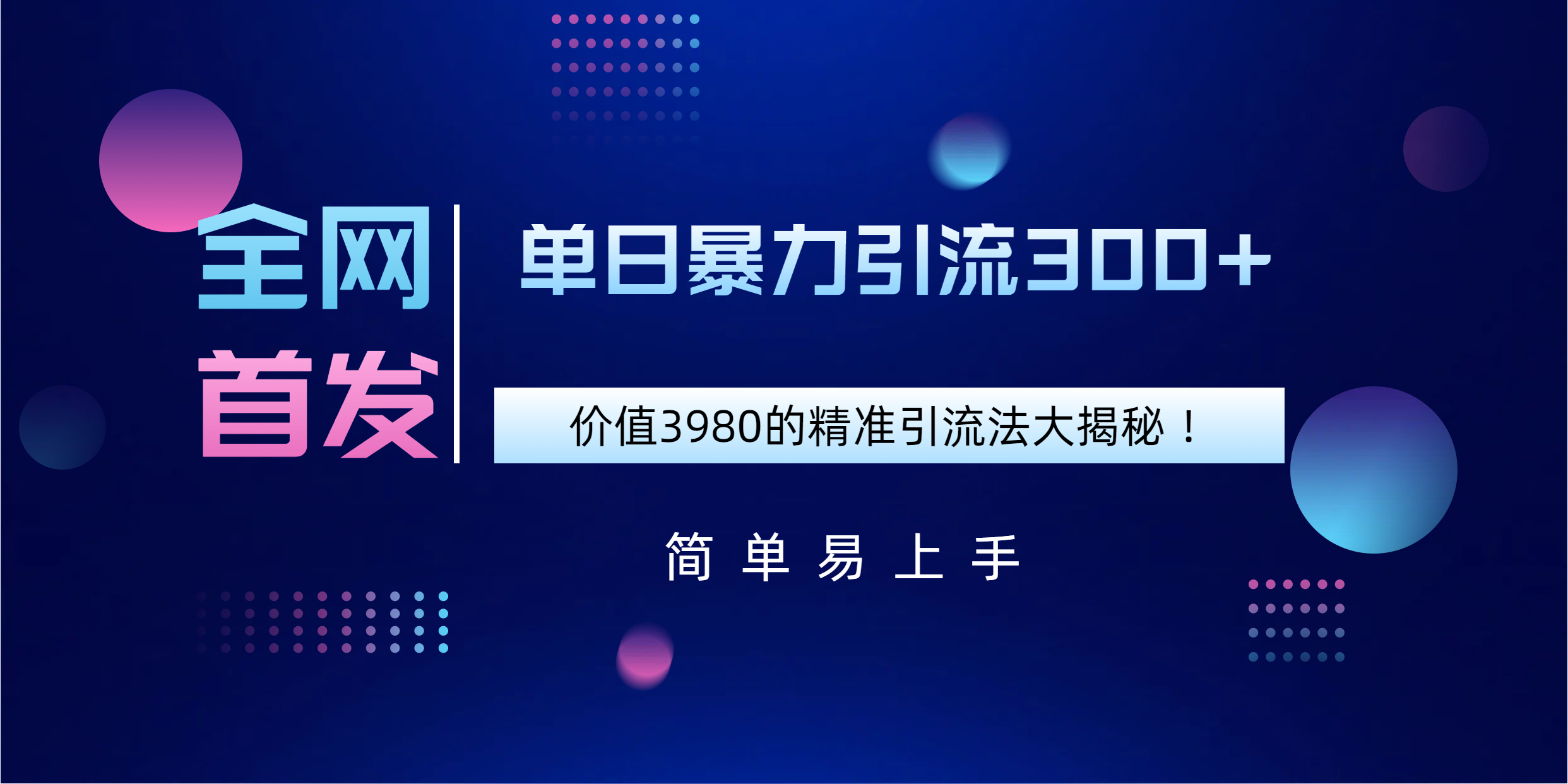 全网首发，价值3980单日暴力引流300+的精准引流法大揭秘！-沐羽项目网