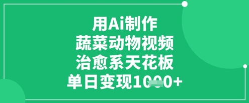 用Ai制作蔬菜动物视频，治愈系天花板，单日变现1k-沐羽项目网