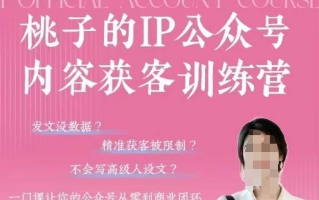 桃子IP公众号内容获客训练营(第3期)，一门让你公众号从0到商业闭环的课程-沐羽项目网
