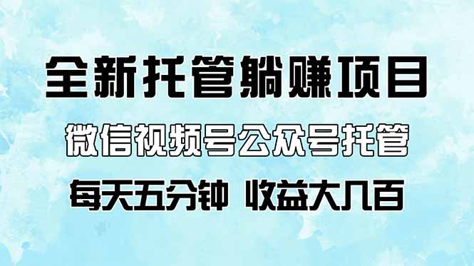 全新托管躺赚项目，微信视频号公众号托管代运营，每天五分钟，收益大几百-沐羽项目网