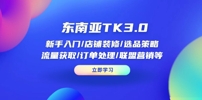 东南亚TK3.0：新手入门/店铺装修/选品策略/流量获取/订单处理/联盟营销等-沐羽项目网