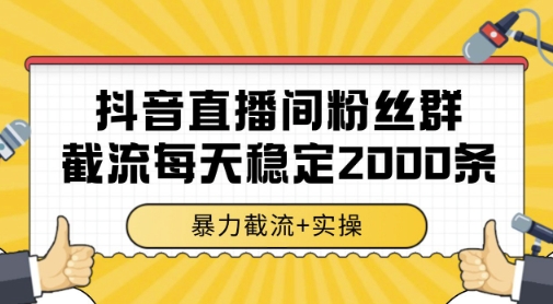 抖音直播间粉丝群暴力截流，一台电脑每天稳定2000条数据，暴力截流+实操 【揭秘】-沐羽项目网