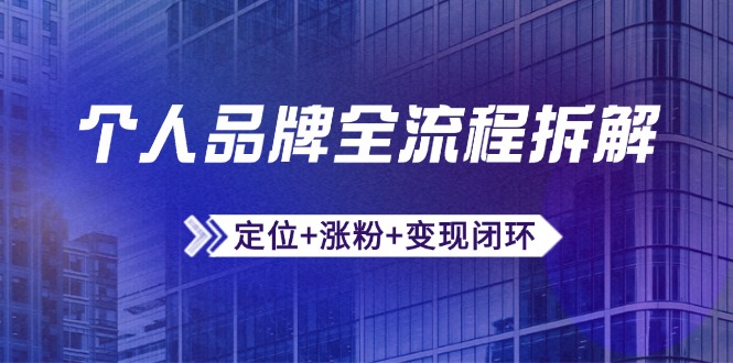 个人品牌全流程拆解：定位+涨粉+变现闭环，微信生态运营与资源整合-沐羽项目网