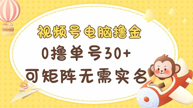 视频号电脑撸金 0撸单号30+ 可矩阵 无需实名多号多得-沐羽项目网