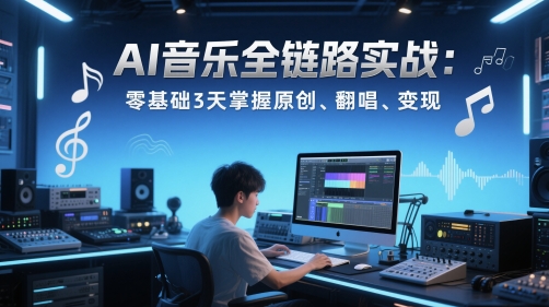 AI音乐全链路实战变现课：零基础3天掌握原创、翻唱、变现-沐羽项目网