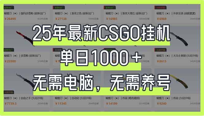 25年最新CSGO挂机系统，单日1000+，无需电脑，无需养号，0基础可上手-沐羽项目网