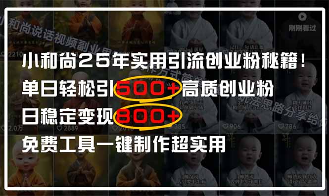 小和尚2025年实用引流秘籍！单日轻松引500+高质量创业粉，日变现800+，…-沐羽项目网