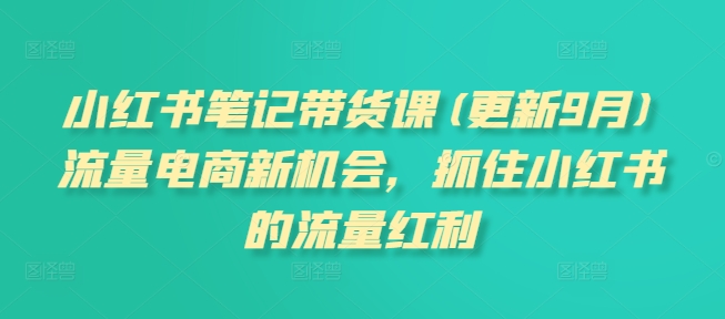 小红书笔记带货课(更新25年4月)流量电商新机会，抓住小红书的流量红利-沐羽项目网