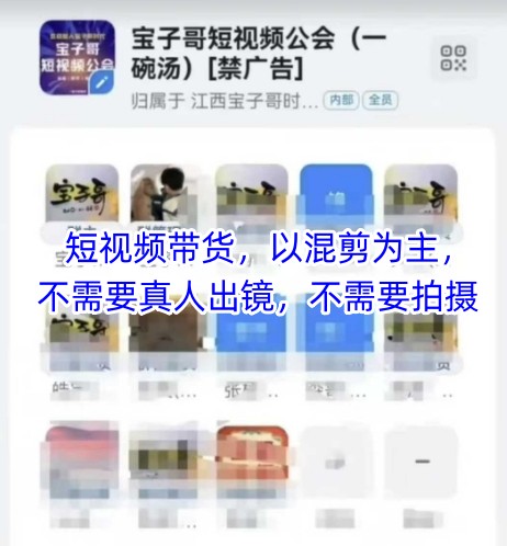 宝子哥头部团队短视频带货，以混剪为主，不需要真人出镜，不需要拍摄-沐羽项目网