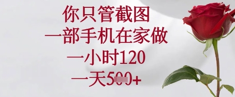 你只管截图，一部手机在家可以做，一小时120.一天5张+【揭秘】-沐羽项目网
