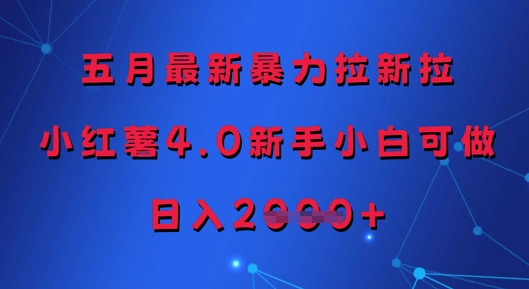 五月最新暴力拉新拉，小红薯4.0新手小白可做，日入多张-沐羽项目网