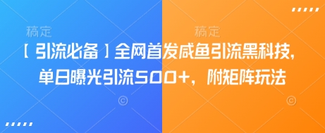 【引流必备】全网首发咸鱼引流黑科技，单日曝光引流500+，附矩阵玩法【揭秘】-沐羽项目网