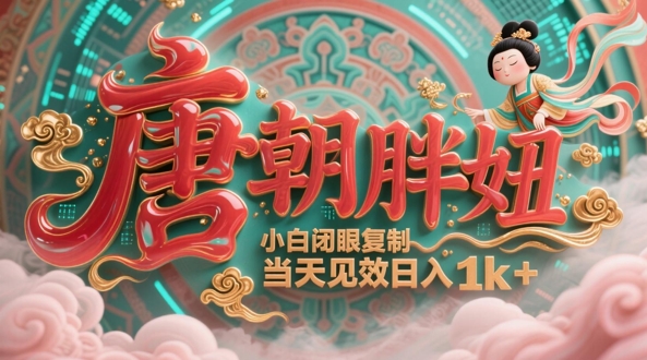 用AI克隆“唐朝胖妞”日更3条，平台疯狂推流，小白闭眼复制，当天见效，日入1k+-沐羽项目网