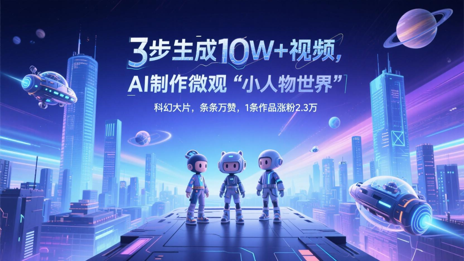 三步生成10W+视频，AI制作微观“小人物世界”科幻大片，条条万赞，1条作品涨粉2.3万-沐羽项目网