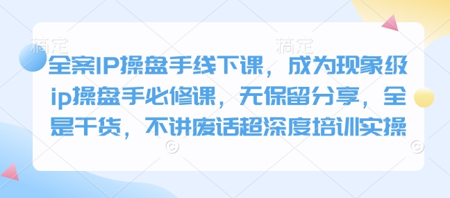 全案IP操盘手线下课，成为现象级ip操盘手必修课，无保留分享，全是干货，不讲废话超深度培训实操-沐羽项目网