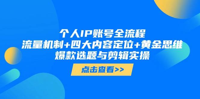 个人IP账号全流程：流量机制+四大内容定位+黄金思维, 爆款选题与剪辑实操-沐羽项目网