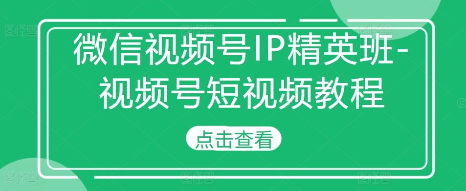 微信视频号IP精英班-视频号短视频教程-沐羽项目网