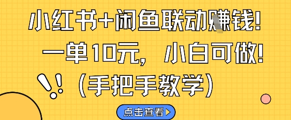 小红书+闲鱼联动挣钱，一单10元，小白可做-沐羽项目网