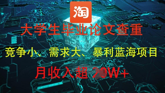 大学生毕业论文查重，暴利蓝海项目，月收入过1W+-沐羽项目网