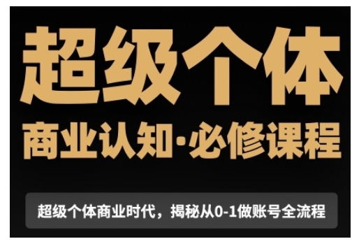超级个体商业认知觉醒视频课，商业认知·必修课程揭秘从0-1账号全流程-沐羽项目网