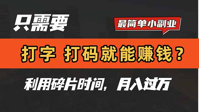 只需要打字，打码，就能赚钱？简单的赚钱小副业，利用碎片时间，月入过万-沐羽项目网